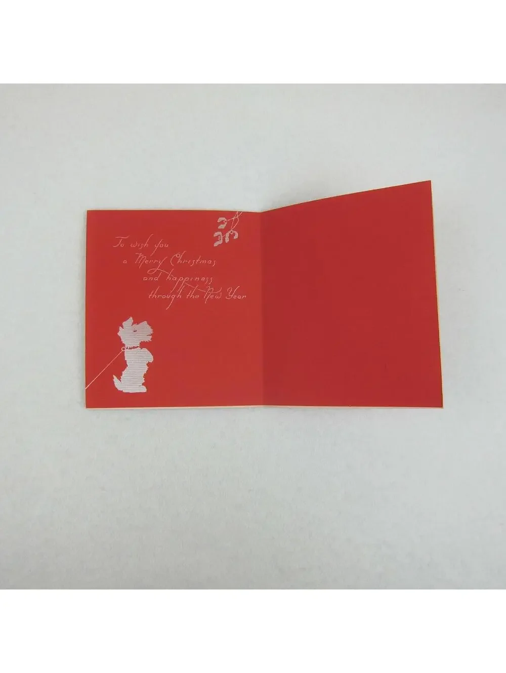 Vintage Art Deco Christmas Card Dog Black Scottish Terrier Scottie Scotty Velvet